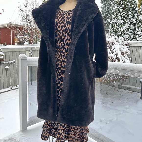 ICHI super soft faux fur jacket with big collar and pockets - Picture 1 of 10